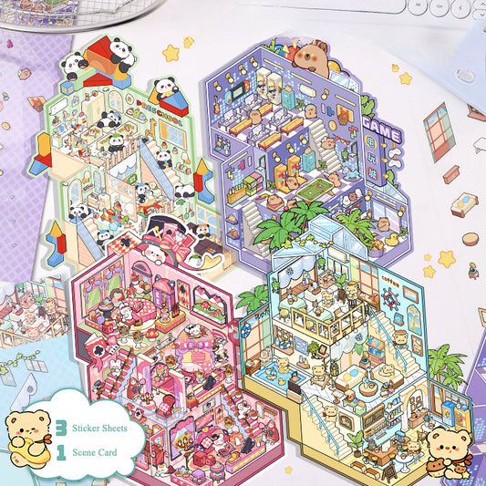 3층 장면 | 대형 사이즈 | 장면 아트 4.0 시리즈 | 스티커 장면, 3D 미니어처 장면 스티커, 스트레스 해소 DIY 스티커, 장면 설정 스티커