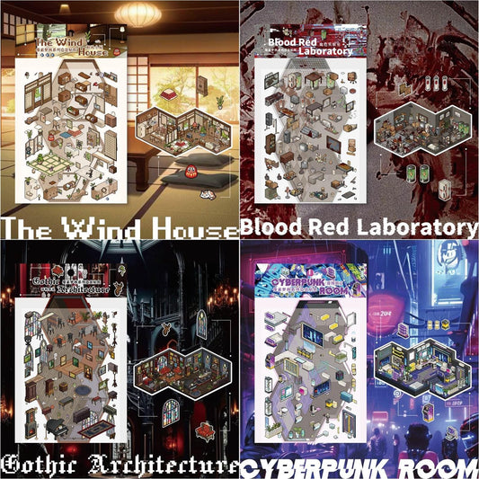 Styl Pixelowy | Seria Scene Garden 2.0 | Naklejki Sceniczne, 3D Miniatury Naklejek, Naklejki DIY na Relaks, Naklejki do Tworzenia Scen