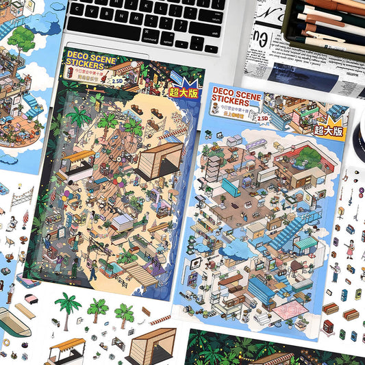 Open Today Series 10.0 | Big Size | Sticker Scene, 3D Miniature Scene Stickers, Stress - Relief DIY Stickers, Scene - Setting Stickers - YYBB ART