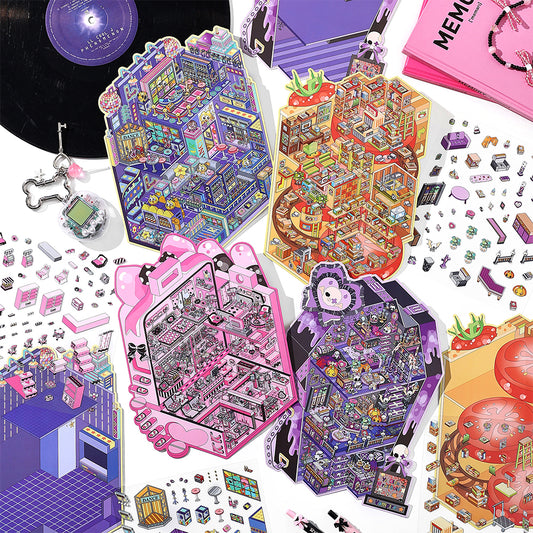 Duży rozmiar | Seria Open Today 13.0 | Naklejki do sceny, 3D naklejki do miniaturowych scen, naklejki antystresowe DIY, naklejki do tworzenia scen, naklejki DIY