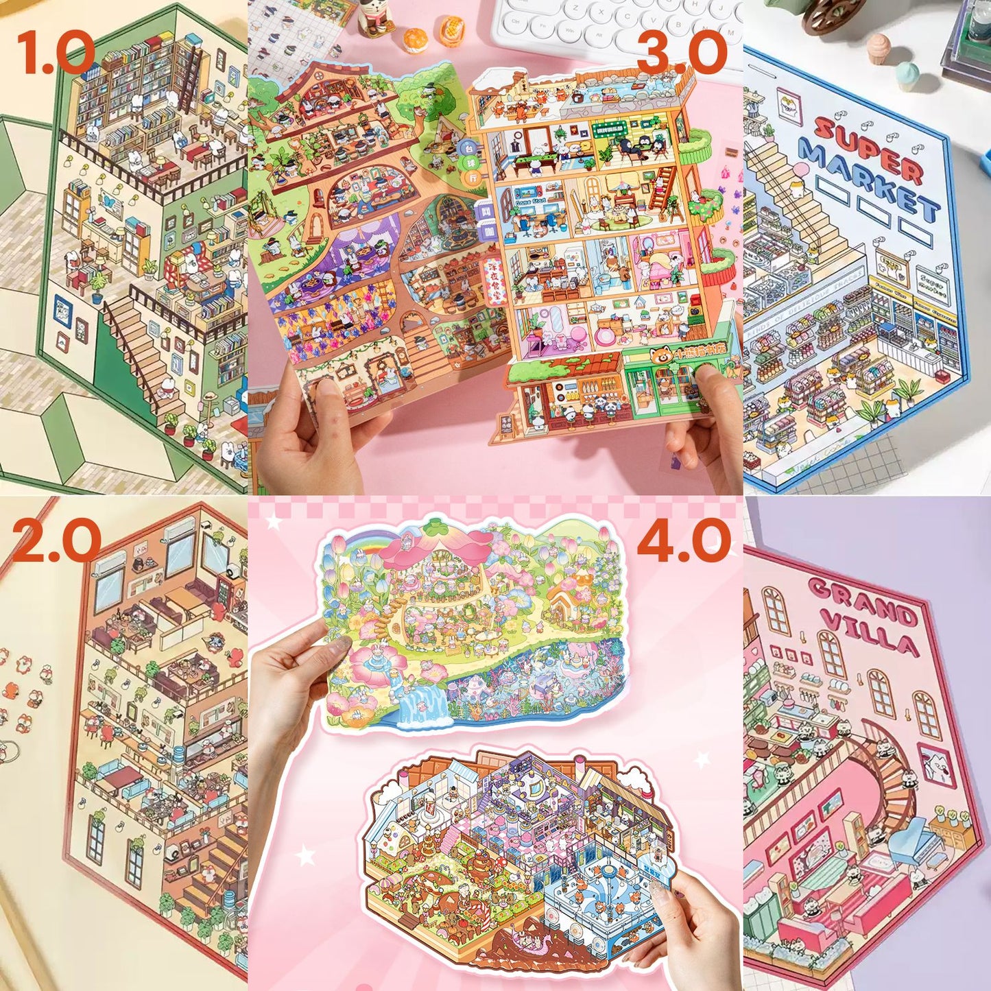 Happy Town | Fantasy World Series 5.0 | Sticker Scene, 3D Miniature Scene Stickers, Stress - Relief DIY Stickers, Scene - Setting Stickers - YYBB ART