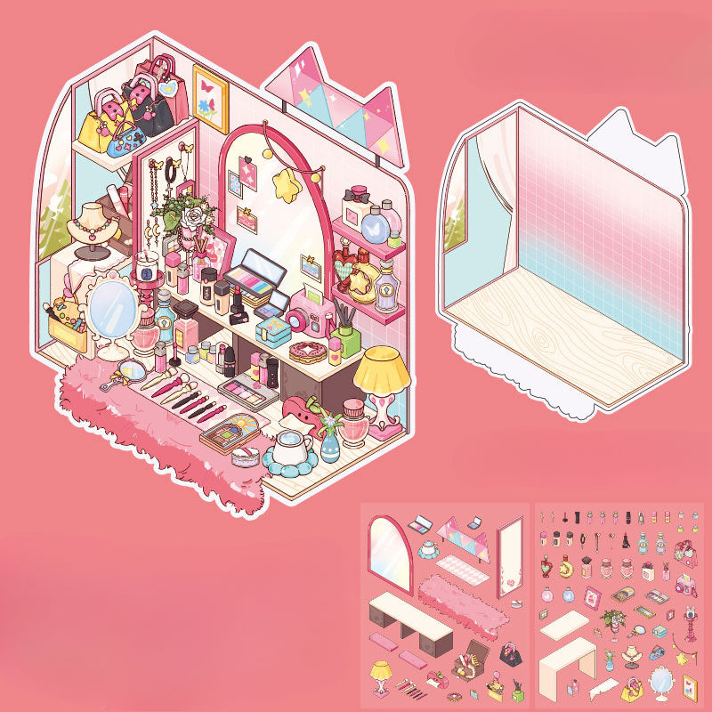 Motyw pulpitu, seria Scene More 2.0, scena naklejek, naklejki 3D miniaturowe sceny, naklejki DIY łagodzące stres, naklejki ustawiające scenę