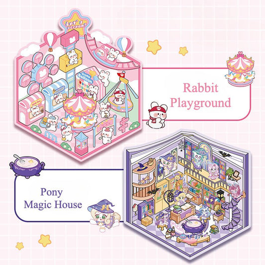 Cute Animals Theme | Scene Art 2.0 Series | Sticker Scene, 3D Miniature Scene Stickers, stress - relief DIY stickers, Scene - setting Stickers - YYBB ART