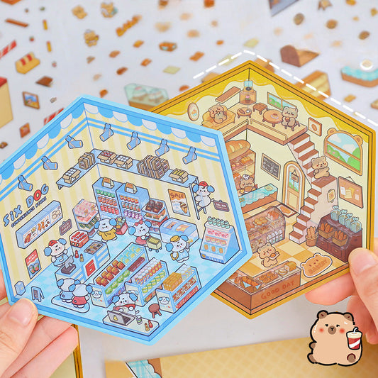 Motyw Sklepu | Seria Scene Art 7.0 | Naklejki Sceniczne, Naklejki 3D Miniatur Scenicznych, Naklejki DIY na Redukcję Stresu, Naklejki do Tworzenia Scen