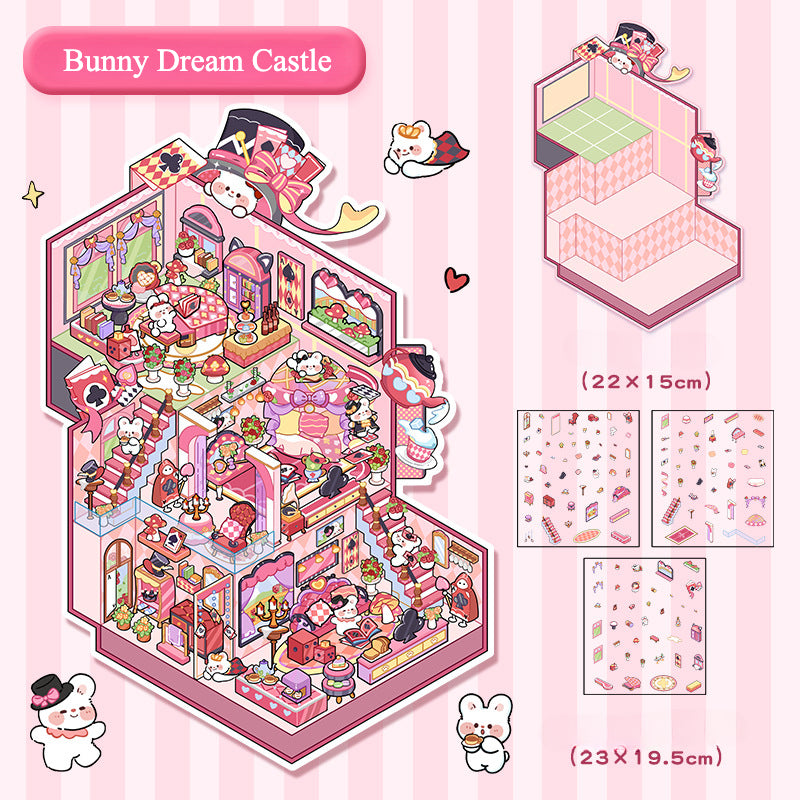 Три истории Сцена | Большой размер | Серия Сценография 4.0 | Скотч-сцена, 3D миниатюрные сценарные наклейки, наклейки для расслабления DIY, декоративные наклейки.