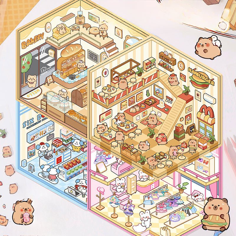 Cute Animals Theme | Scene Art 2.0 Series | Sticker Scene, 3D Miniature Scene Stickers, stress - relief DIY stickers, Scene - setting Stickers - YYBB ART