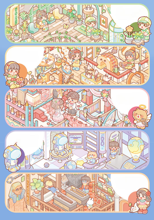 Motyw Miasta | Seria Scene Time 9.0, Naklejki Sceniczne, Naklejki Miniatur 3D, Naklejki DIY na Redukcję Stresu, Naklejki do Dekoracji Scen