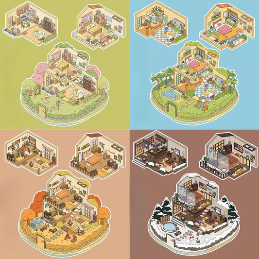 Big Size | Four Season Theme | Scene Garden 5.0 Series | Sticker Scene, 3D Miniature Scene Stickers, Stress-Relief DIY Stickers, Scene-Setting Stickers, DIY Stickers