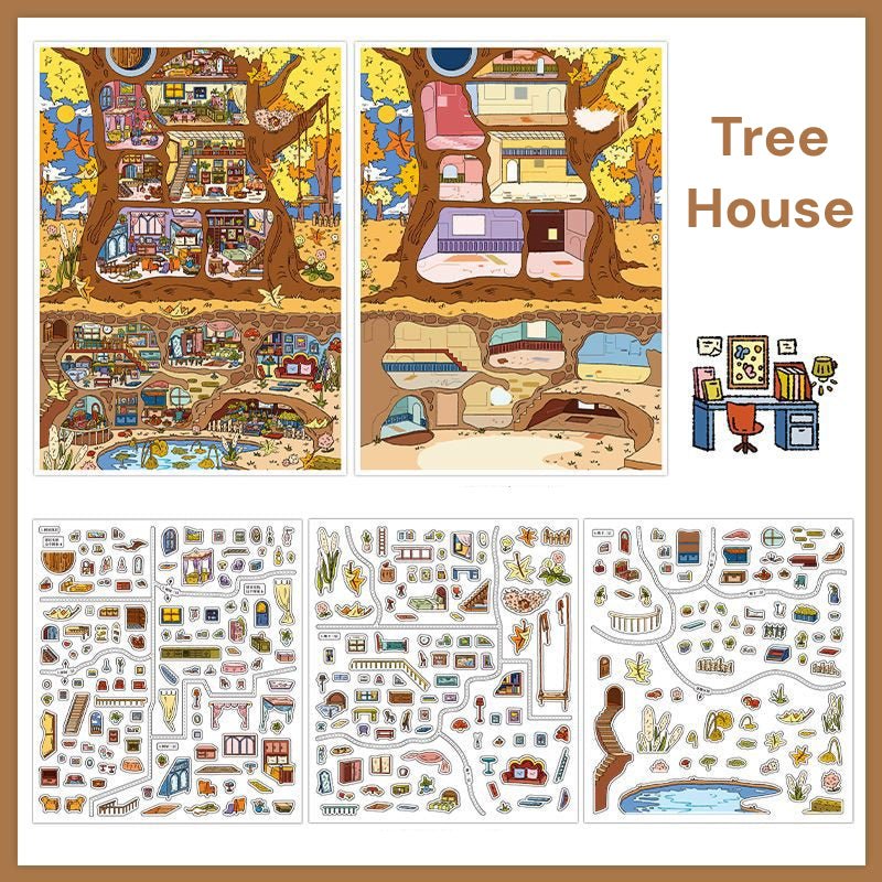 Big Size | My Little House 10.0 | Sticker Scene, 3D Miniature Scene Stickers, Stress-Relief DIY Stickers, Scene-Setting Stickers, DIY Stickers - YYBB ART