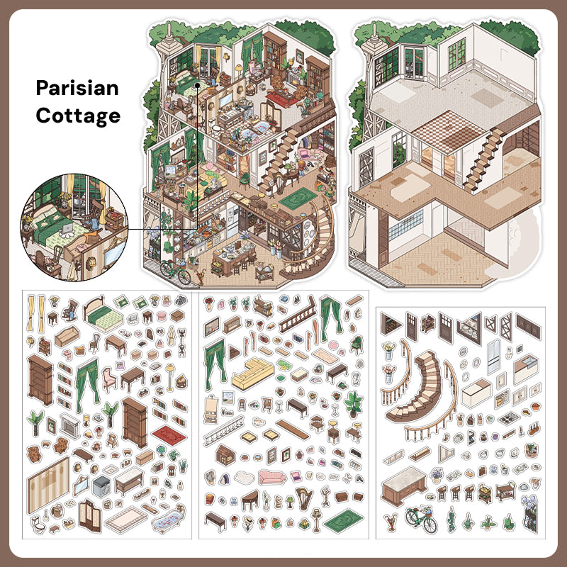 Büyük Boy | My Little House 11.0 | Çıkarika Sahnesi, 3D Miniatür Sahne Çıkartmaları, Stres Azaltıcı DIY Çıkartmalar, Sahne Kurma Çıkartmaları, DIY Çıkartmalar