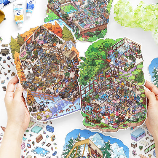 Big Size | Scene More 15.0 Series, Sticker Scene, 3D Miniature Scene Stickers, Stress-Relief DIY Stickers, Scene-Setting Stickers, DIY Stickers