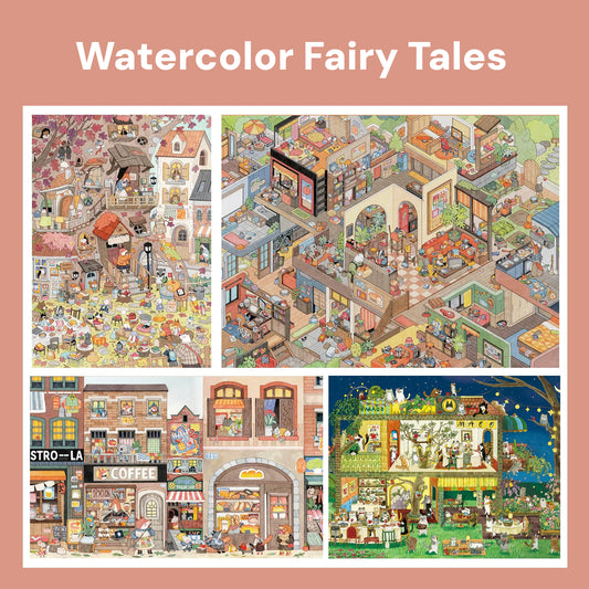 Big Size | Watercolor Fairy Tales | Scene Isle 1.0 Series | DIY Sticker Scene, 3D Miniature Scene Stickers, Stress-Relief DIY Stickers, Scene-Setting Stickers, DIY Stickers