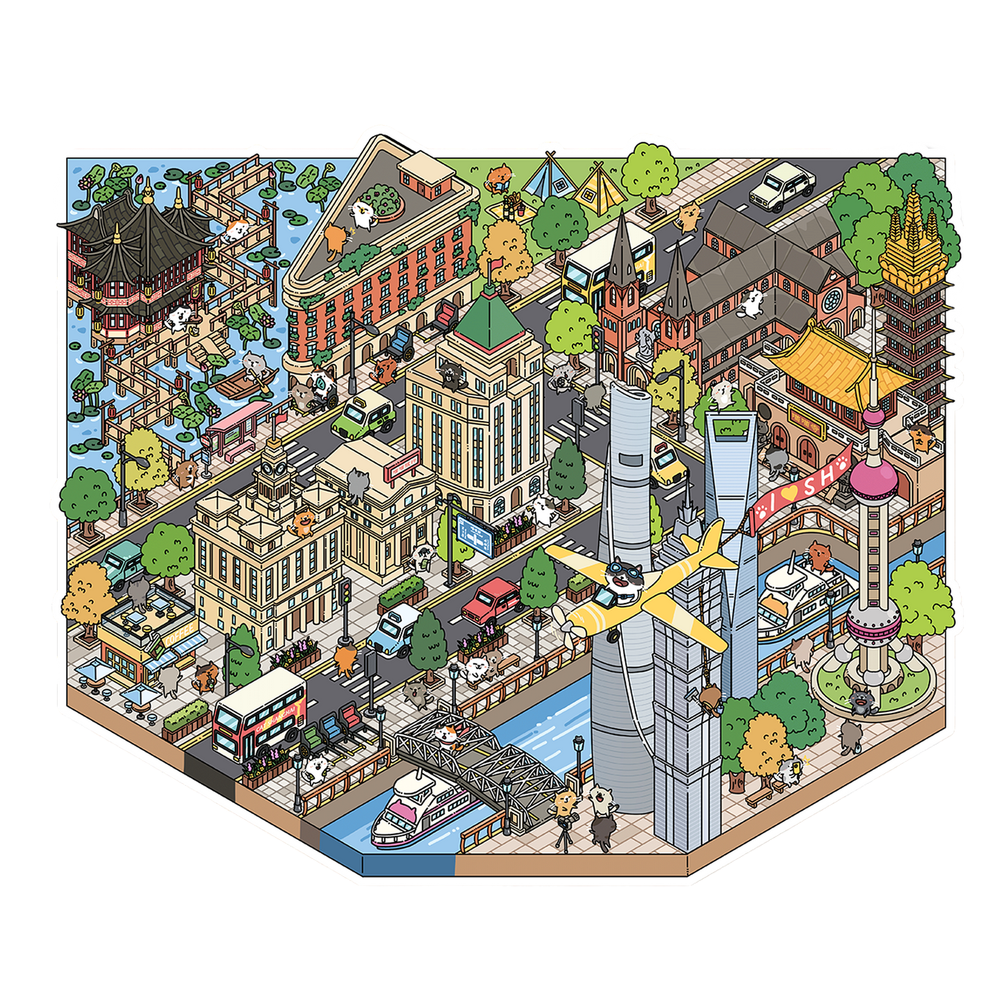 Duży rozmiar | Seria Meow Meow 4.0 | Naklejki z kotem w scenie, naklejki 3D w miniaturze sceny, naklejki DIY łagodzące stres, naklejki do układania scen