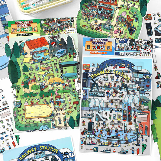 Big Size | Open Today Series 19.0 | Sticker Scene, 3D Miniature Scene Stickers, Stress-Relief DIY Stickers, Scene-Setting Stickers, DIY Stickers