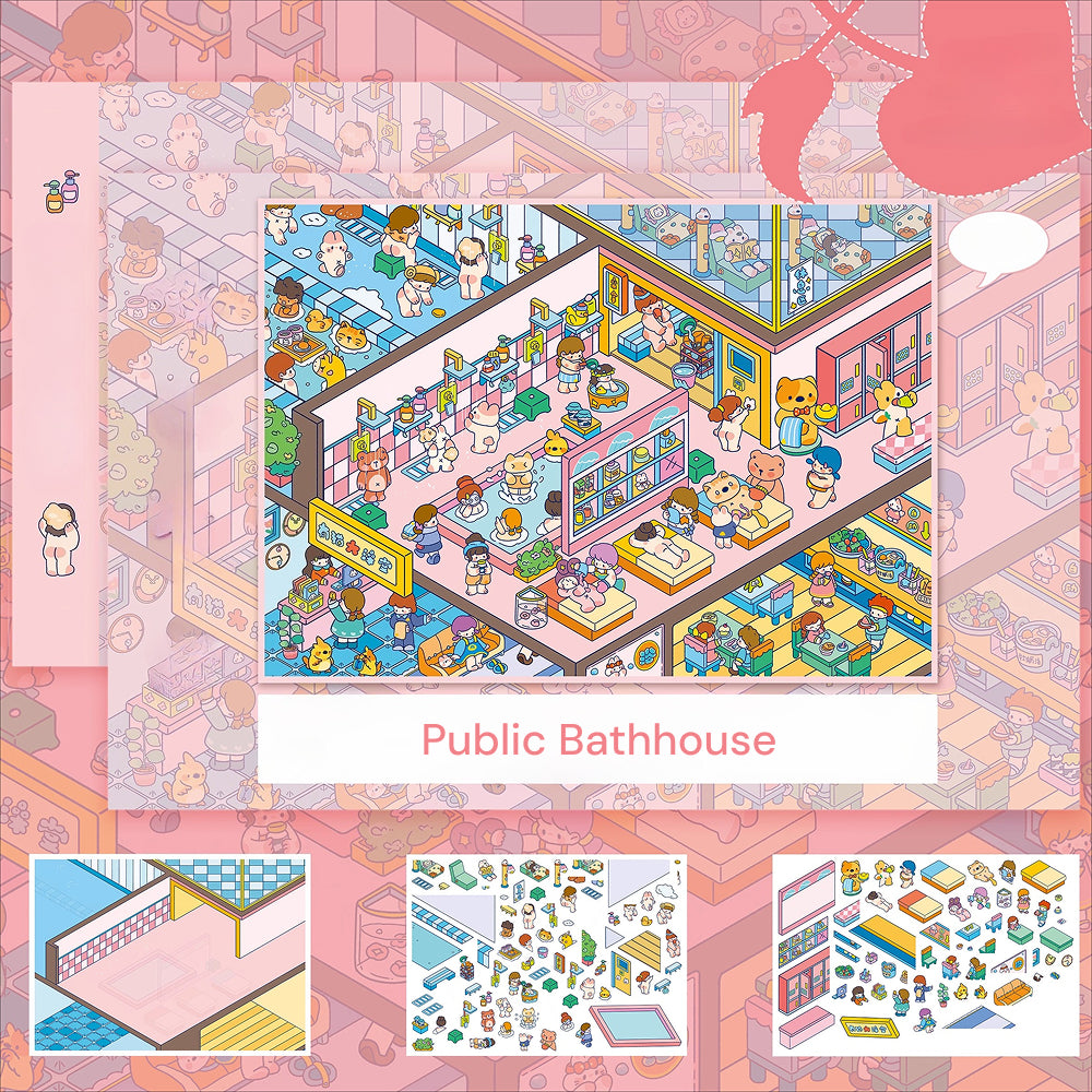 Tema Gatto, Serie Pocket Scene 13.0 | Scena Adesiva, Adesivi 3D in Miniatura, Adesivi Fai-da-te Anti-Stress, Adesivi per Scenografia, Adesivi Fai-da-te