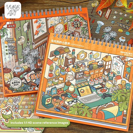 Desktop Organizer Vol. 1 | Ultra Rich Desktop | Landscape Collection 11.0 Series | Sticker Book, Sticker Scene, 3D Miniature Scene Stickers, Stress-Relief DIY Stickers, Scene-Setting Stickers, DIY Stickers Book