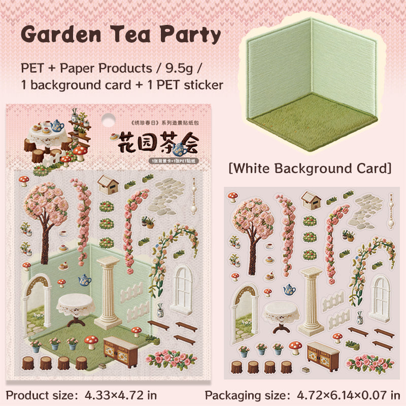 刺繍テーマ Vol. 1 | シーンガーデン 19.0 シリーズ | ステッカーシーン、3Dミニチュアシーンステッカー、ストレス解消DIYステッカー、シーン設定ステッカー、DIYステッカー