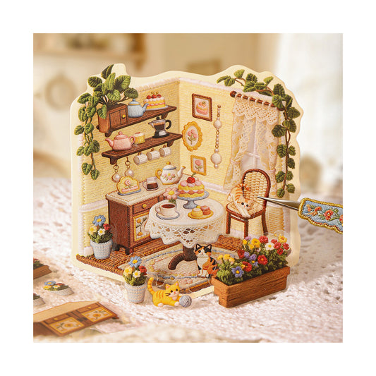 Embroidery Theme | Scene Garden 19.0 Series | Sticker Scene, 3D Miniature Scene Stickers, Stress-Relief DIY Stickers, Scene-Setting Stickers, DIY Stickers