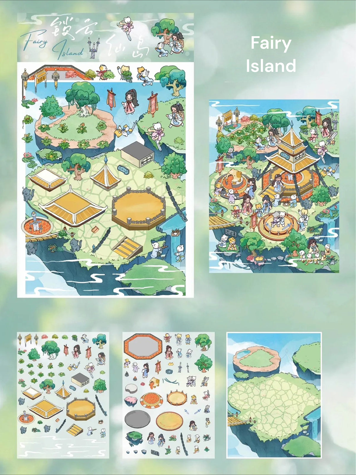 Motyw Kota | Scena Ogród 3.0 Seria | Naklejka Scena, Naklejki 3D Miniaturowe Sceny, Naklejki DIY łagodzące stres, Naklejki Scena-Ustawienie, Naklejka DIY