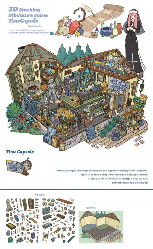 Kapsuła czasu | Scene Garden 11.0 Seria | Naklejki Sceniczne, 3D Miniatury Scen, Naklejki Antystresowe DIY, Naklejki do Tworzenia Scen, Naklejki DIY