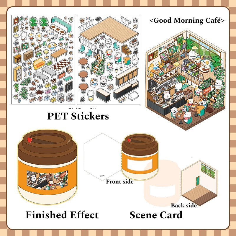 Open Today Series 4.0 | With Foldable Cover | Sticker Scene, 3D Miniature Scene Stickers, Stress - relief DIY stickers, Scene - setting Stickers - YYBB ART
