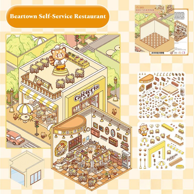 Bear Town 2.0 Series | With PET Scene Cover | DIY Sticker Scene, 3D Miniature Scene Stickers, Stress - Relief DIY stickers, Scene - setting Stickers - YYBB ART