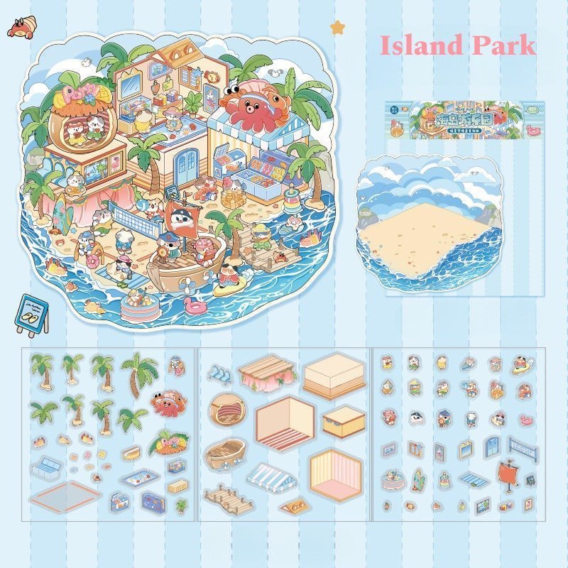 Meow Meow 1.0 Series, Cat Sticker Scene, 3D Miniature Scene Stickers, stress - relief DIY stickers, Scene - setting Stickers - YYBB ART