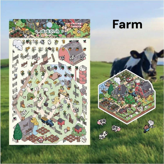 Meow Meow 3.0 Series | Cat Sticker Scene, 3D Miniature Scene Stickers, stress - relief DIY stickers, Scene - setting Stickers - YYBB ART