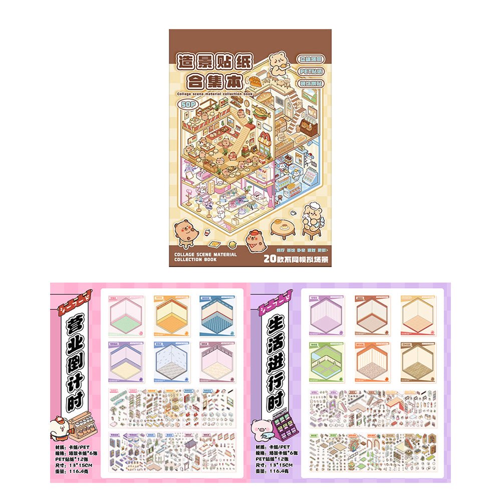Sticker Scene Book | Scene Book 2.0 Series | Sticker Book, Sticker Scene, 3D Miniature Scene Stickers, Stress - relief DIY stickers, Scene - setting Stickers - YYBB ART