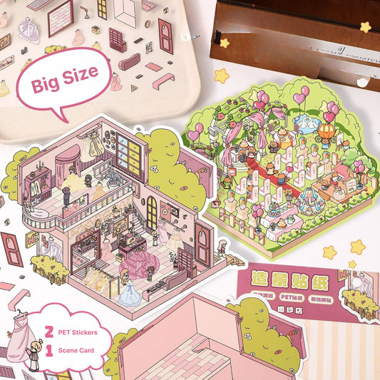 Big Size | Wedding Theme | Scene Art 15.0 Series | Sticker Scene, 3D Miniature Scene Stickers, Stress - relief DIY stickers, Scene - setting Stickers - YYBB ART