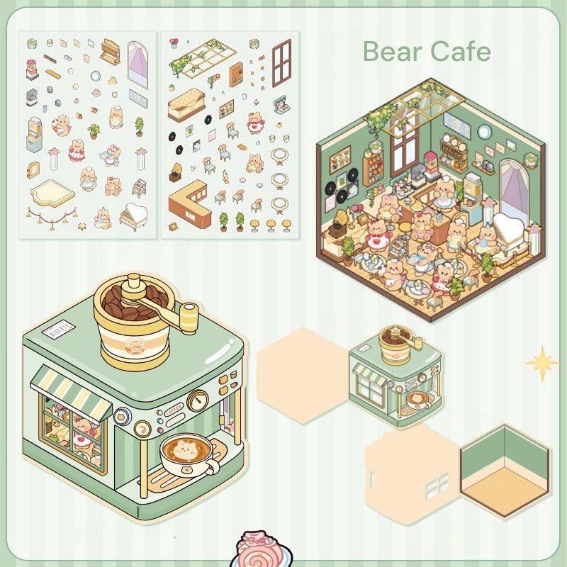 Bear Theme | Scene Joy Series 5.0 | Sticker Scene, 3D Miniature Scene Stickers, stress - relief DIY stickers, Scene - setting Stickers - YYBB ART
