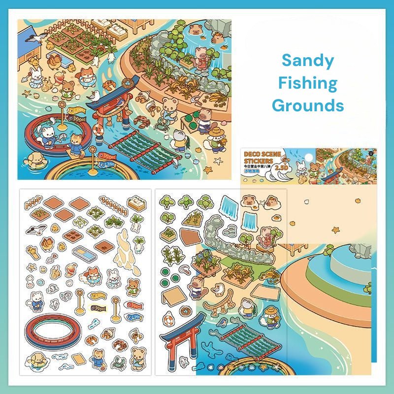 Open Today Series 8.0 | Big Size | Sticker Scene, 3D Miniature Scene Stickers, Stress - Relief DIY Stickers, Scene - Setting Stickers - YYBB ART