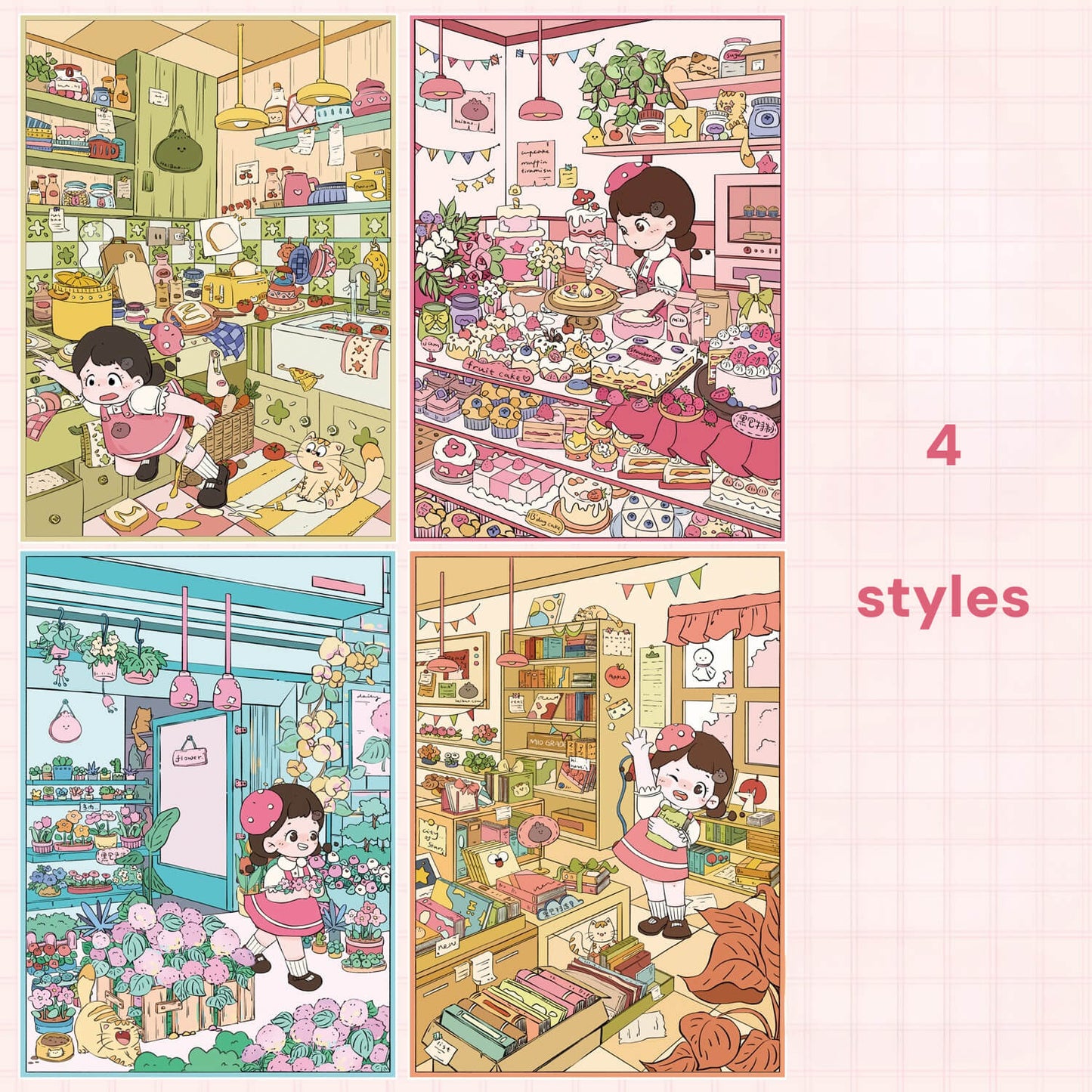 Cute Girl Theme | Sticker Scene, 3D Miniature Scene Stickers, Stress - Relief DIY Stickers, Scene - Setting Stickers - YYBB ART