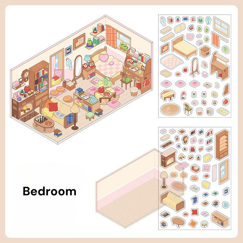 Scene More 1.0 시리즈, 스티커 장면, 3D 미니어처 장면 스티커, 스트레스 해소 DIY 스티커, 장면 설정 스티커