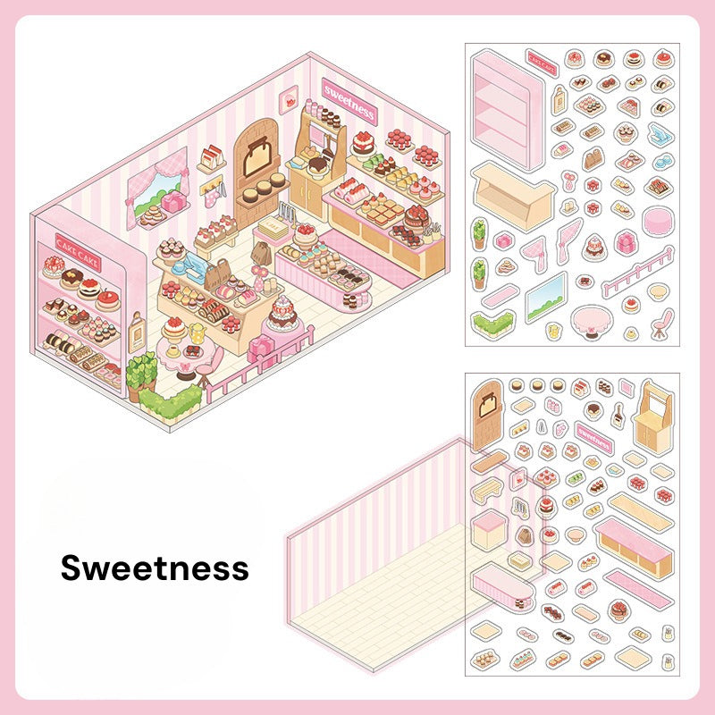 Scene More 1.0 Serie, Sticker-Szene, 3D Miniatur-Szene-Sticker, Entspannungs-DIY-Sticker, Szene-Set-Sticker