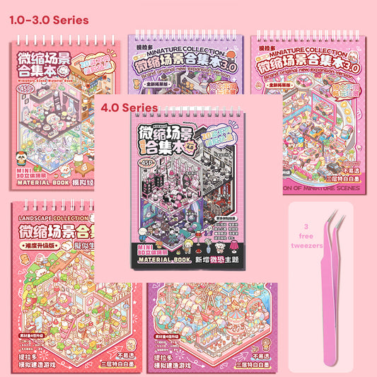 Temat Horror | Kolekcja Krajobrazowa Seria 4.0 | Zeszyt z Naklejkami, Naklejki Sceniczne, Naklejki 3D Miniatury, Naklejki DIY Redukujące Stres, Naklejki do Tworzenia Scen