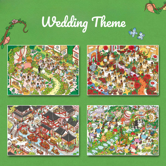 Temat weselny | Duży rozmiar | Seria Scene Time 14.0, Naklejki sceniczne, 3D naklejki z miniaturami scen, Naklejki relaksacyjne DIY, Naklejki do tworzenia scen, Naklejki DIY