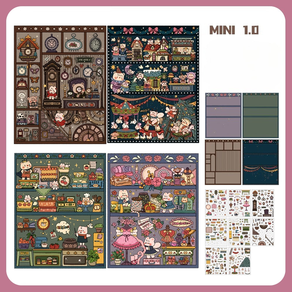 Mini Style, Szene Mehr 11.0 Serie, Sticker Szene, 3D Miniatur Szene Sticker, Stressabbau DIY Sticker, Szenen-Gestaltung Sticker, DIY Sticker