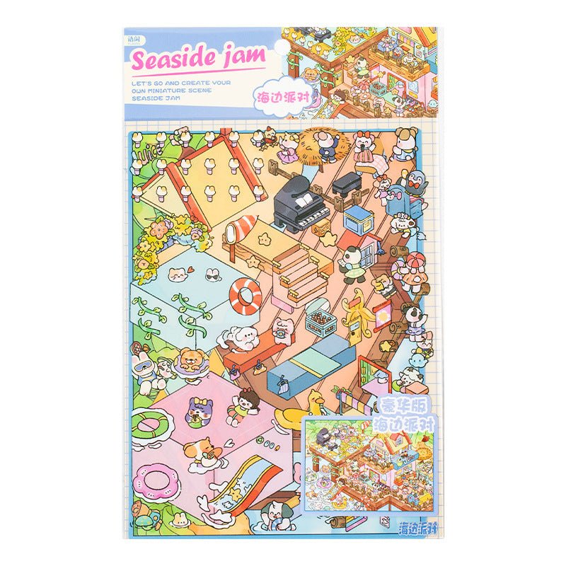 Happy Town | Fantasy World Series 5.0 | Sticker Scene, 3D Miniature Scene Stickers, Stress - Relief DIY Stickers, Scene - Setting Stickers - YYBB ART