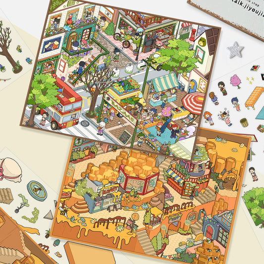 Scene Time 15.0 시리즈, 스티커 장면, 3D 미니어처 장면 스티커, 스트레스 해소 DIY 스티커, 장면 설정 스티커, DIY 스티커