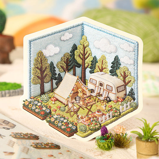 Embroidery Theme | Scene Garden 19.0 Series | Sticker Scene, 3D Miniature Scene Stickers, Stress-Relief DIY Stickers, Scene-Setting Stickers, DIY Stickers
