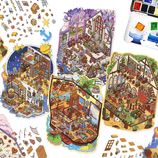 Scene More 10.0 Series, Sticker Scene, 3D Miniature Scene Stickers, Stress-Relief DIY Stickers, Scene-Setting Stickers, DIY Stickers