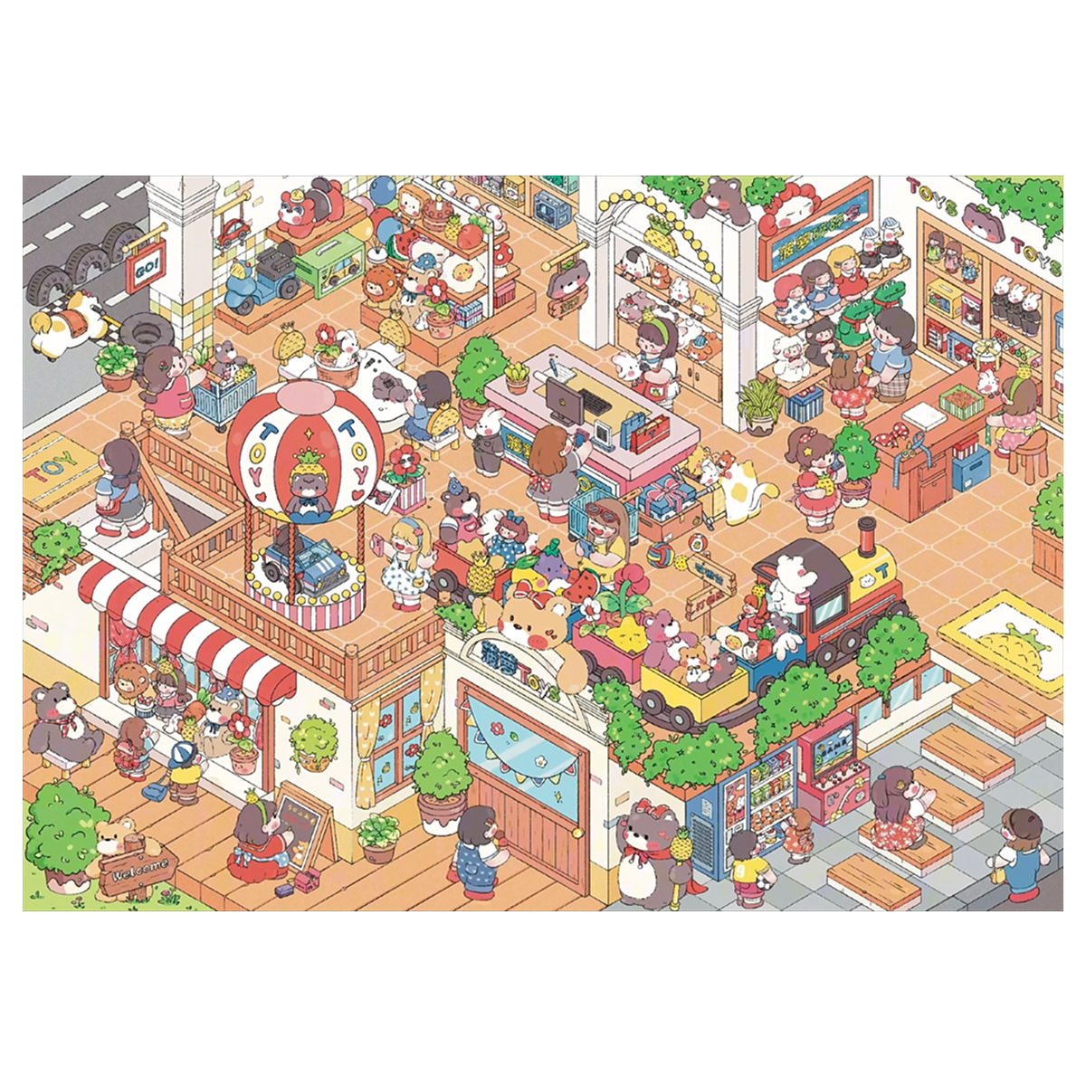 Pineapple Store Theme | Pocket Scene Series 15.0 | Sticker Scene, 3D Miniature Scene Stickers, Stress-Relief DIY Stickers, Scene-Setting Stickers, DIY Stickers