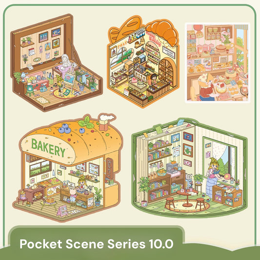 Pocket Scene Series 10.0 | Naklejki do sceny, 3D naklejki do miniaturowych scen, naklejki DIY redukujące stres, naklejki do tworzenia scen, naklejki DIY