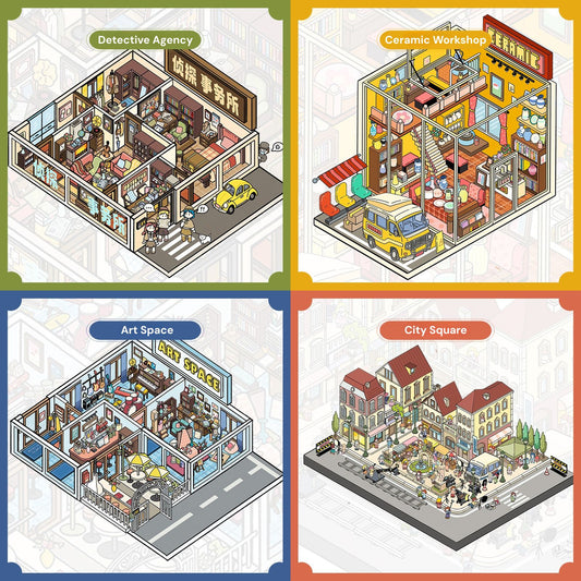 Sklep Tematyczny | Seria Kieszeń Sceny 2.0 | Naklejki Sceny, 3D Naklejki Miniatur Sceny, Naklejki DIY Przeciwlękowe, Naklejki Ustawiające Scenę, Naklejki DIY