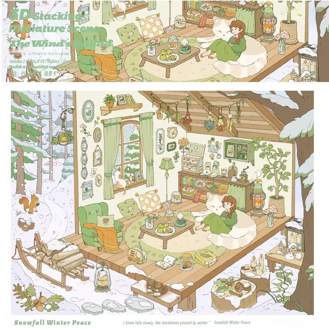 Ballada Wiatru | Scene Garden 13.0 Series | Naklejki Scen, Naklejki 3D Miniatury Sceny, Naklejki Antystresowe DIY, Naklejki Do Tworzenia Scen, Naklejki DIY