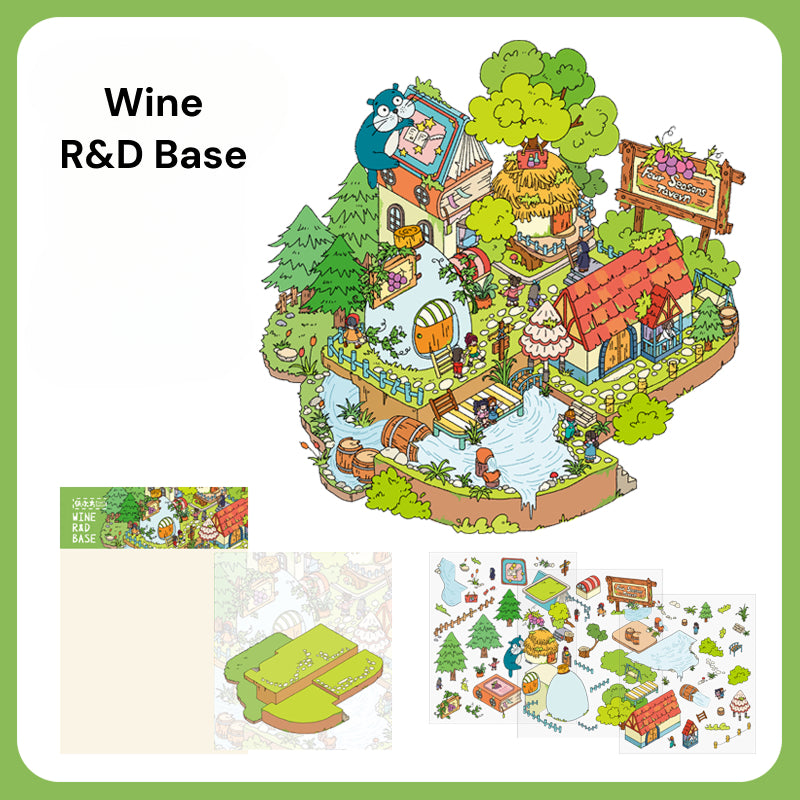 Temat Badawczo-Rozwojowy Wina, Scena Serii More 7.0, Naklejki Sceniczne, 3D Naklejki Miniatur Scenicznych, Naklejki Antystresowe DIY, Naklejki Do Tworzenia Scen, Naklejki DIY