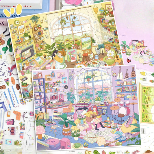 Big Size | Music Studio | Scene Art 20.0 Series | Sticker Scene, 3D Miniature Scene Stickers, Stress-Relief DIY Stickers, Scene-Setting Stickers