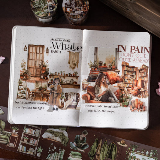 Corner living Series Journal PET Tape, Vintage Scrapbook Sticker Tape, DIY Collage Decor PET Tape - YYBB ART