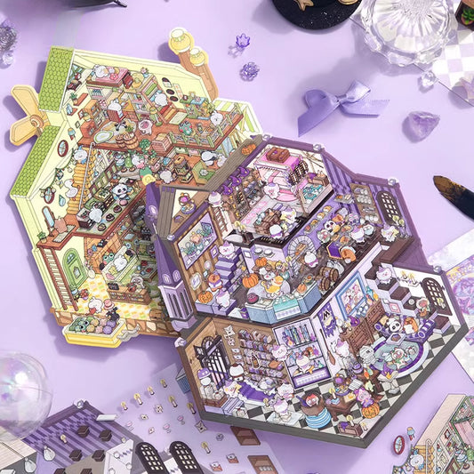 Magic Theme | Duży rozmiar | Magiczna scena serii 9.0 | Naklejki sceniczne, 3D miniaturowe naklejki sceniczne, naklejki DIY do redukcji stresu, Naklejki do tworzenia scen